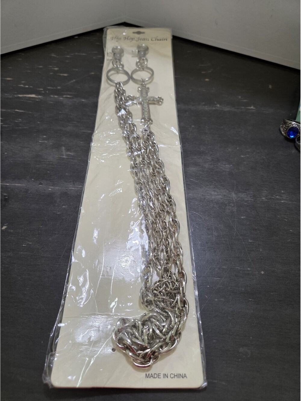 Vintage Hip Hop Jean Chains Silver Tone Cross Keychain Pants Chain